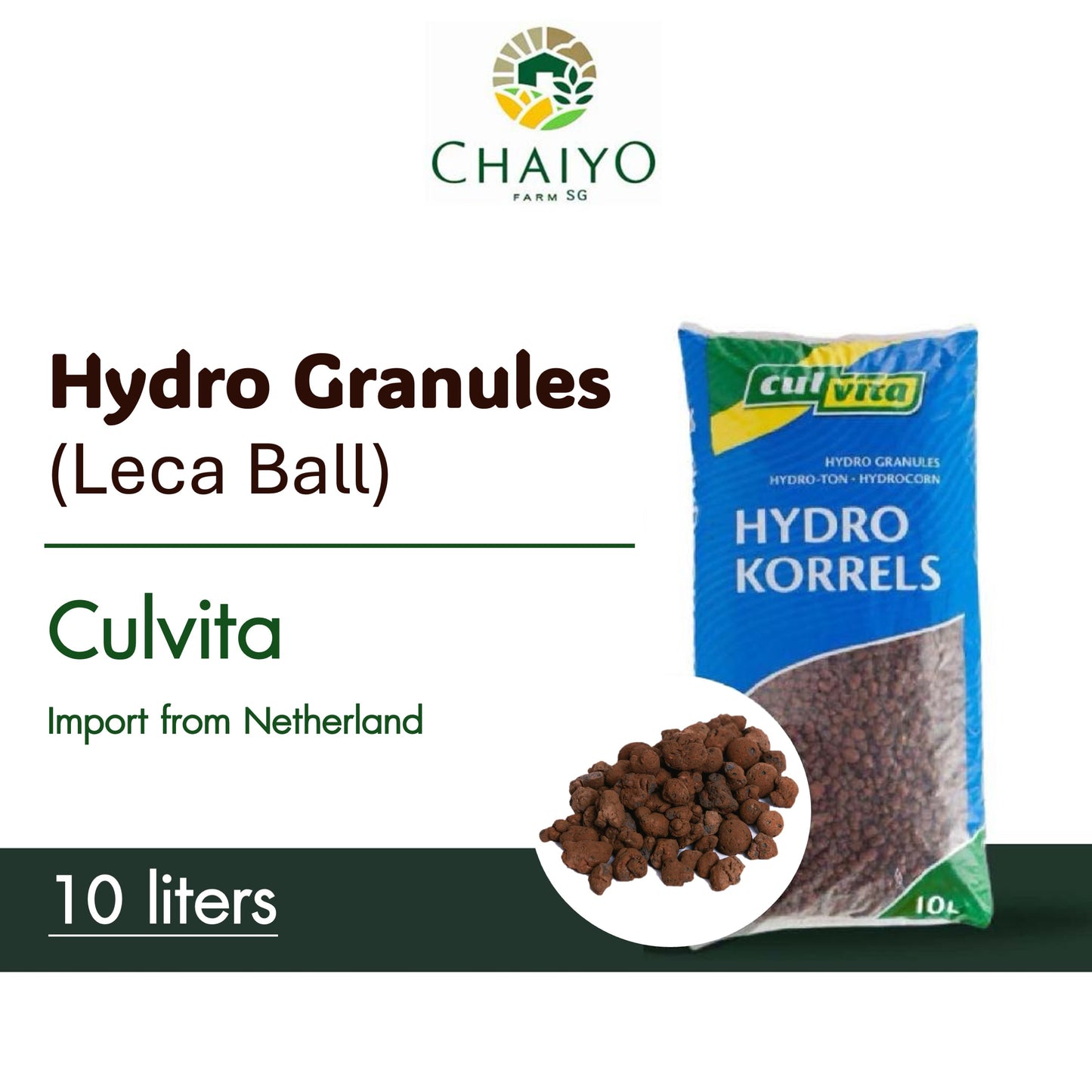 Leca ball, Expanded Clay, Hydro Granules 10 L Euro quality Culvita Brand