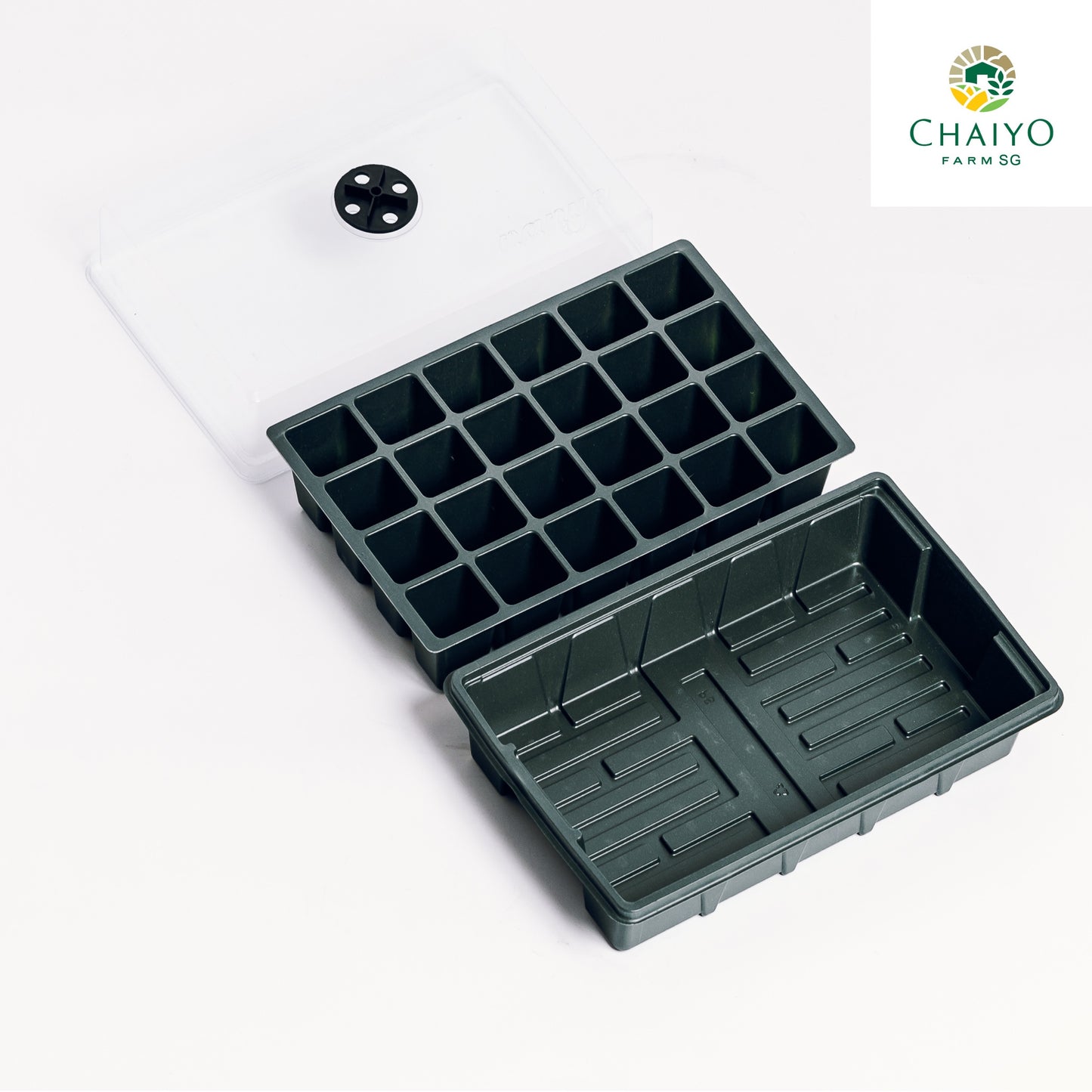 Seeding tray with cover 12, 24 holes (Green, Green)