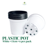 White Plastic Pot 15cm – 6 pcs/pack