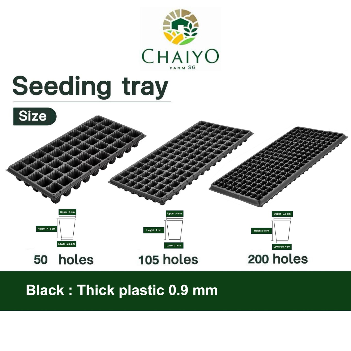 Seeding tray (Black) 50, 105, 200 holes