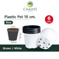 Plastic pot 15 cm 6 pcs/pack (Brown, White)